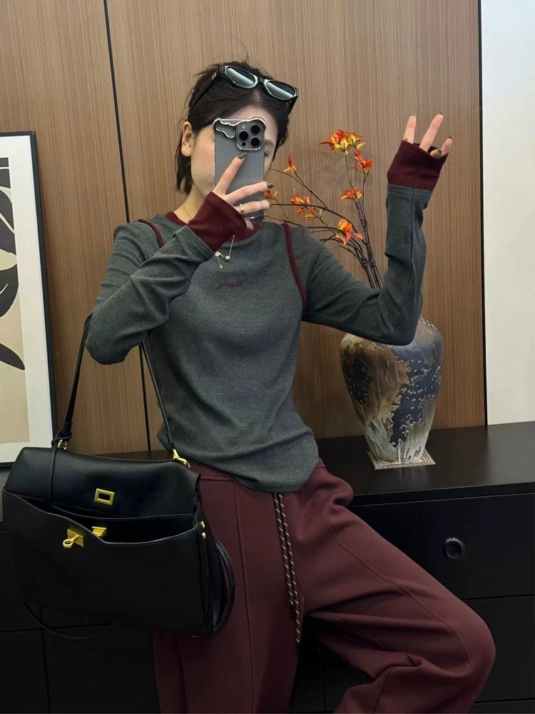 新疆包邮“心动电台”2368#赔钱清货no退衣长56 字母刺绣拼接T恤