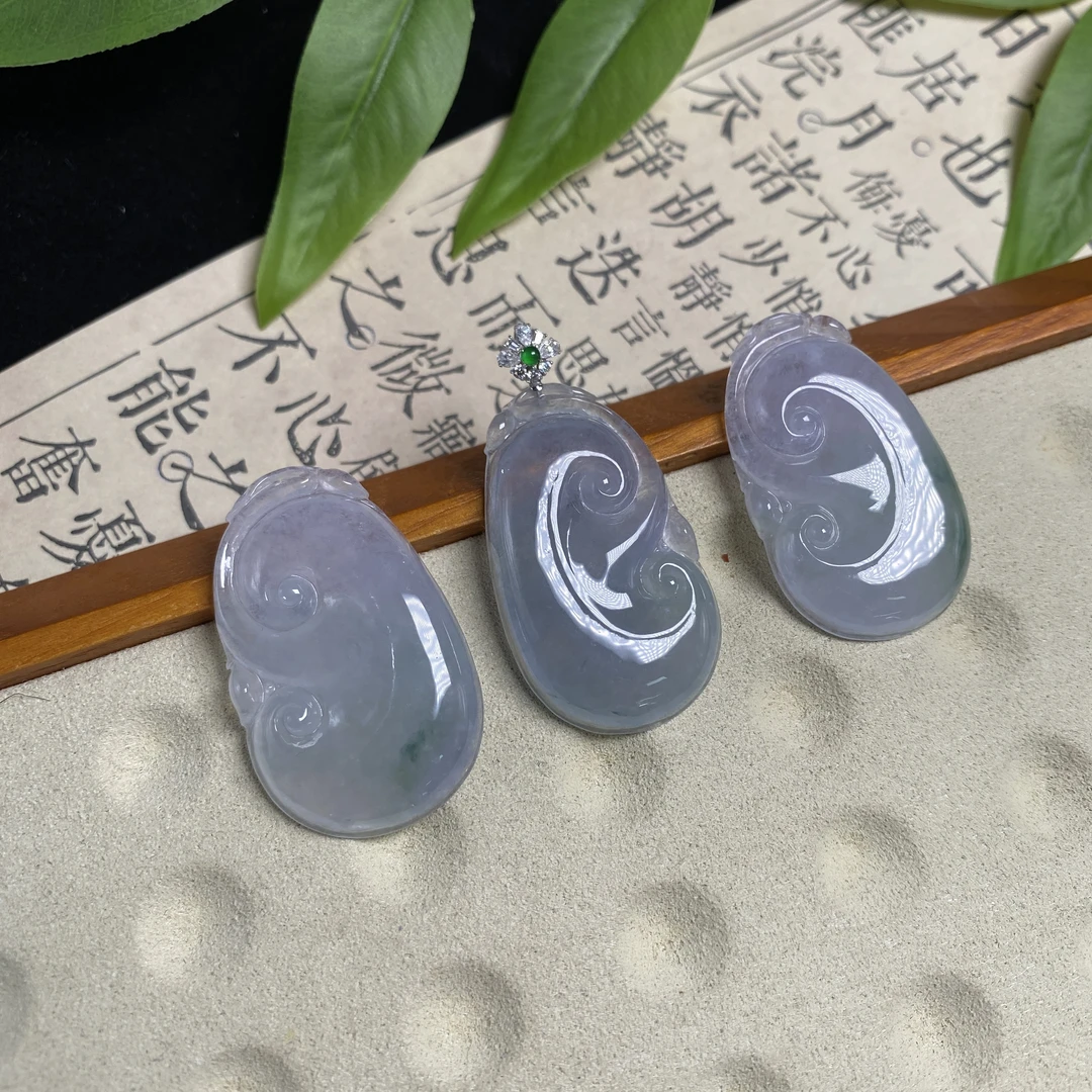 思懿手镯之家-18k翡翠如意-约39*24*5mm-15793-TY-多样性发一