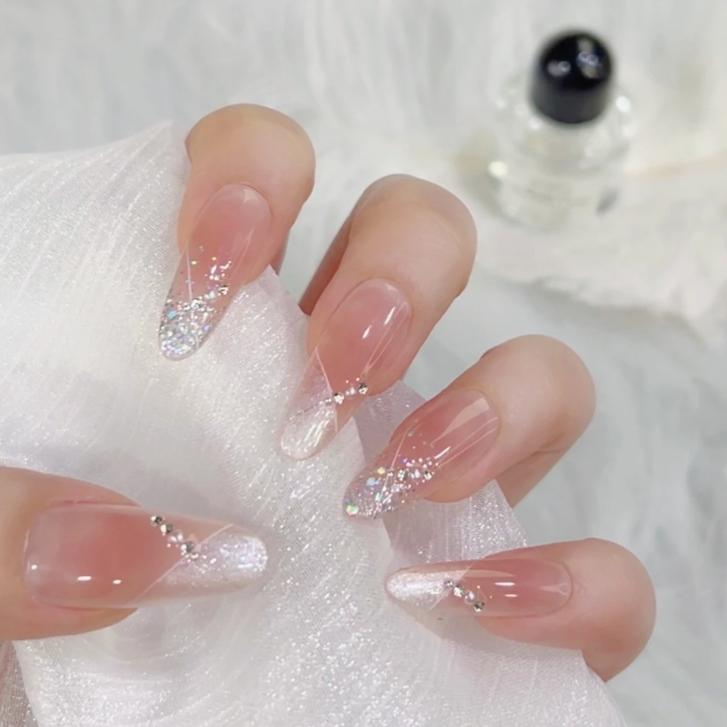 【珠光月影】原创设计温柔纯手工穿戴甲春夏新款ins风纯欲美甲