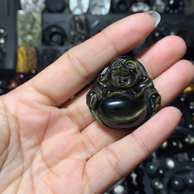 【闪购商品】黑曜岩未镶嵌吊坠(赠链)阿****）