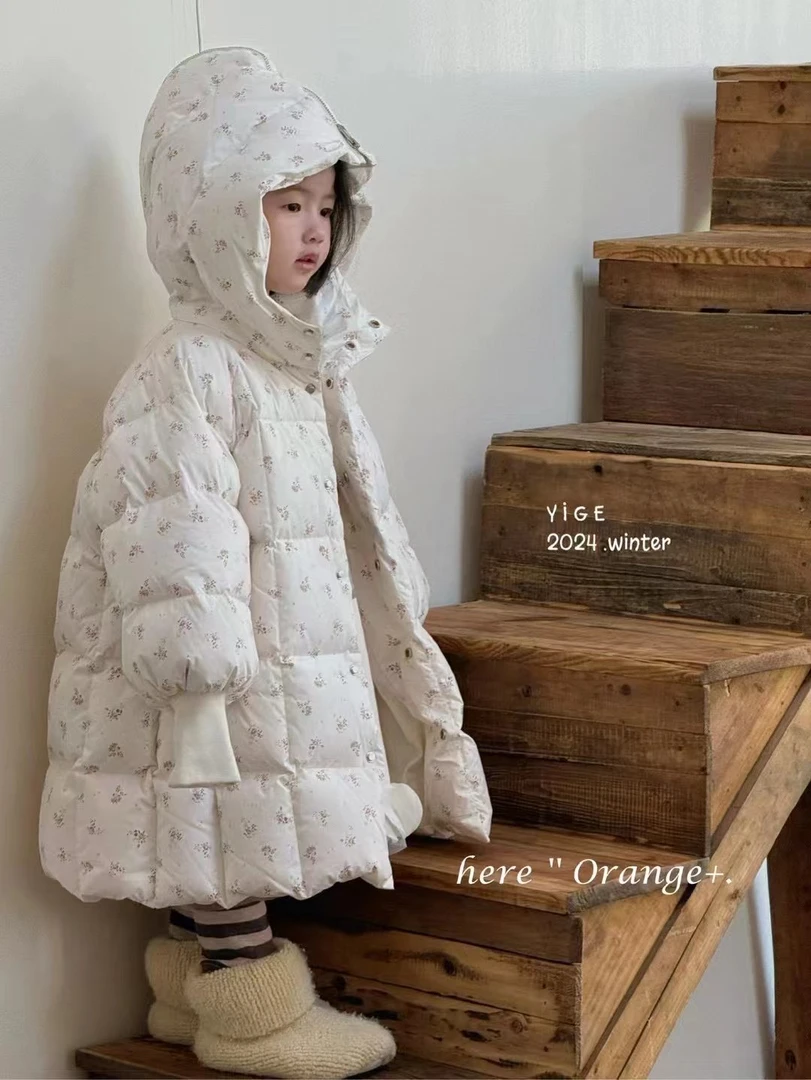 儿童碎花长款羽绒服