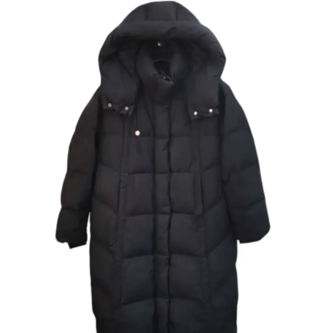 女中长款加厚极寒长款韩版过膝白鹅绒飘带休闲帽大C