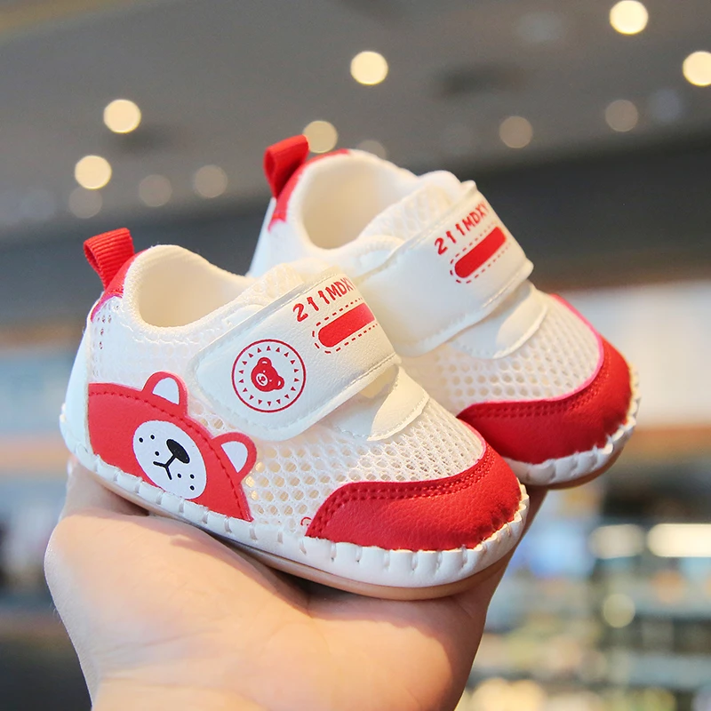 春秋款学步软底鞋镂空单网0-2岁学步男女宝魔术贴防滑步前鞋12