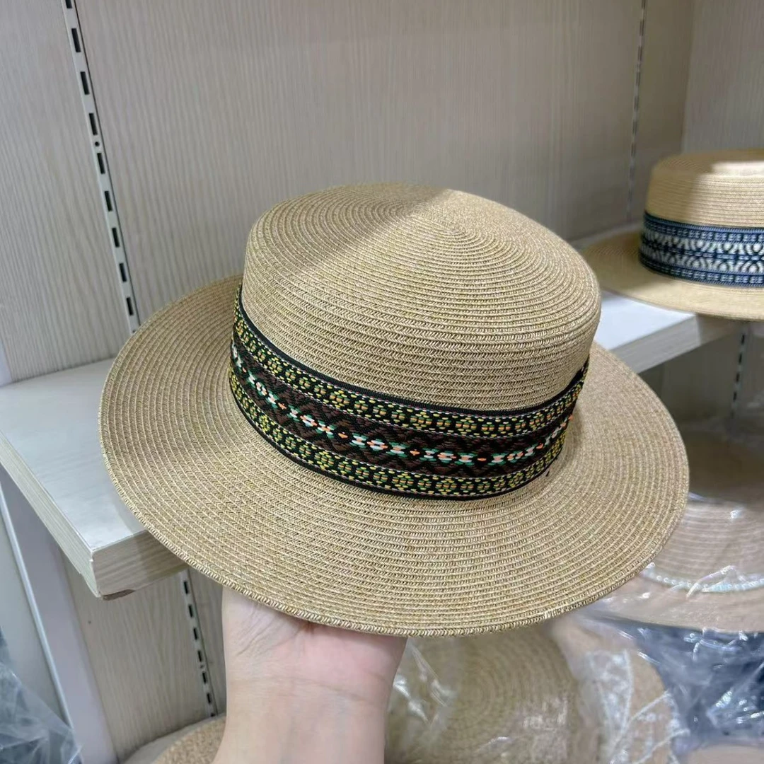 波西米亚民族风礼帽海边度假遮阳防晒帽子海边沙滩帽平顶帽女优雅