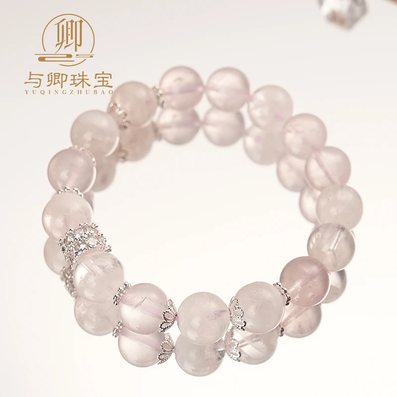 【桃花面】与卿珠宝 10mm粉水晶+10mm雪花幽灵