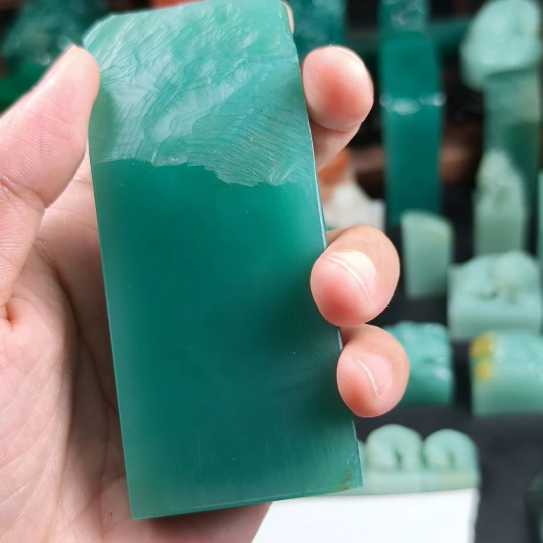 寿山石印石垚雅安绿素章1