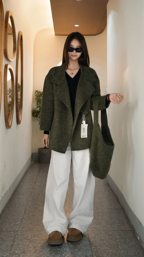 【欣xin专属】羊毛宽松原创中短款设计羊毛包小个子双面手缝大衣女G