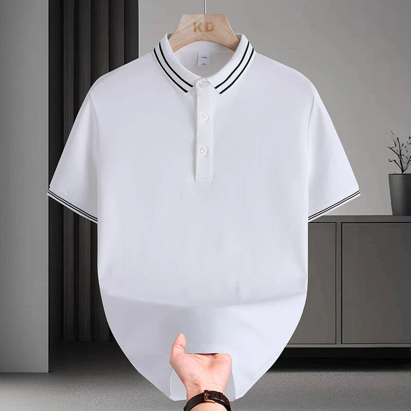 夏季新款高品质休闲POLO衫翻领百搭简约短袖t恤上衣男潮牌商务