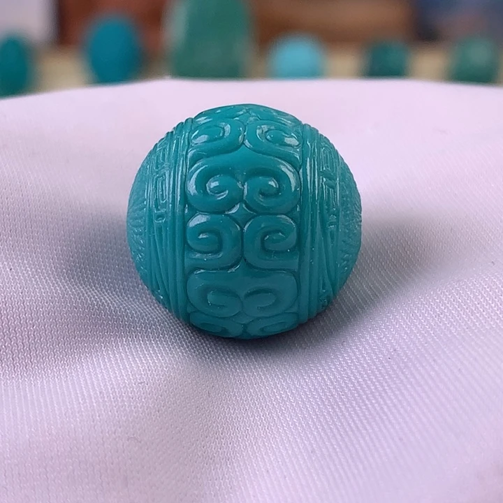 绿松石未镶嵌珠宝奇石16.5mm全品无暇