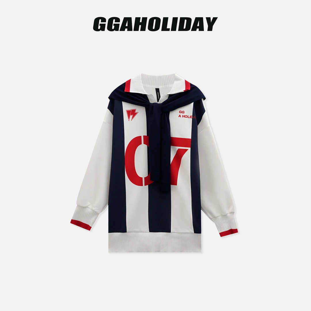 【上新】GGAHOLIDAY秋季时尚宽松运动潮流针织披肩长袖卫衣-153129