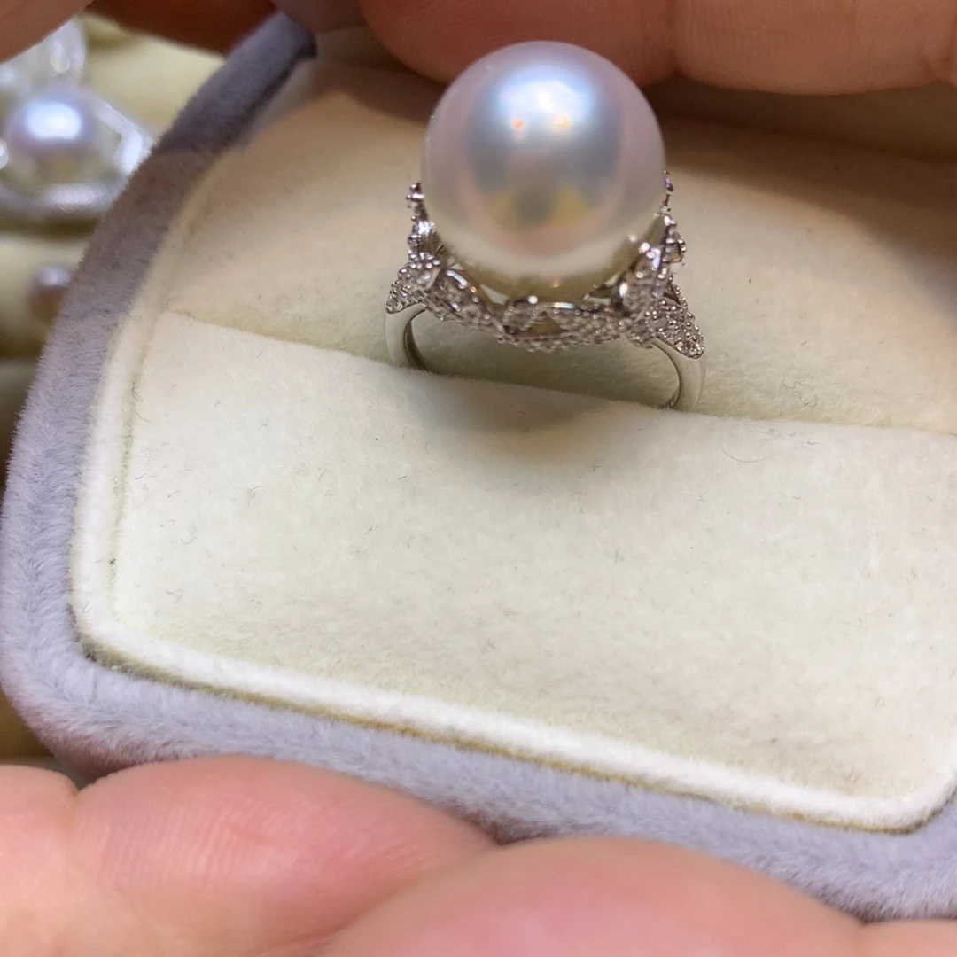 银S925镶嵌戒指海水珍珠