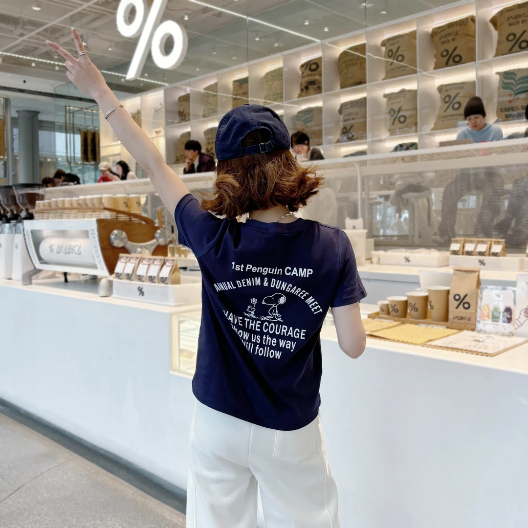 现货【卡通小狗】后背印花设计时尚减龄百搭T恤C306