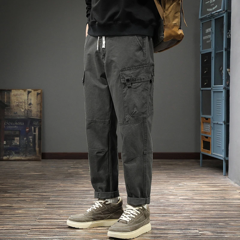 CALTOKROSA美式潮牌复古机能拼接工装裤男宽松直筒哈伦裤秋休闲裤