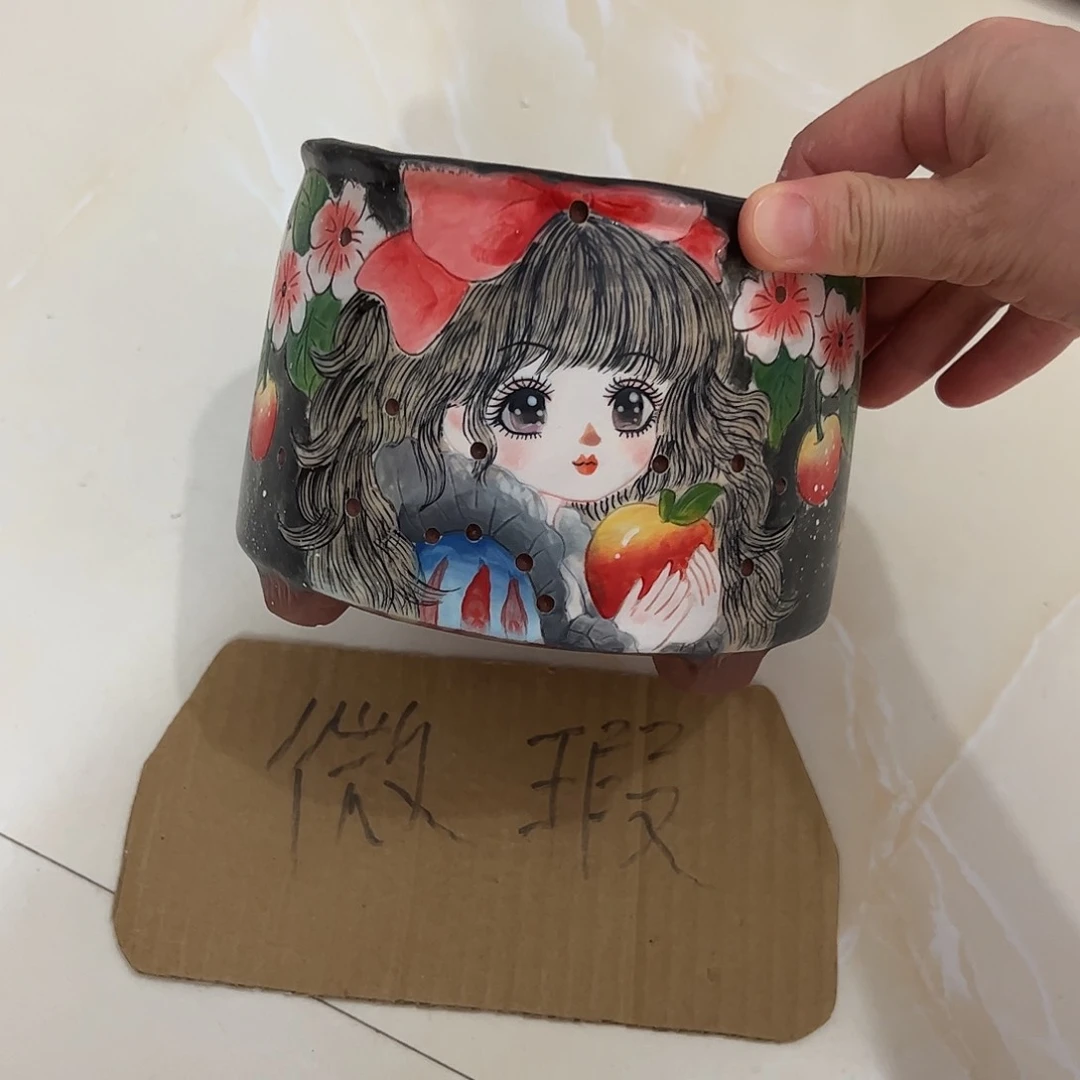 景德镇陶瓷花盆口12.5高11