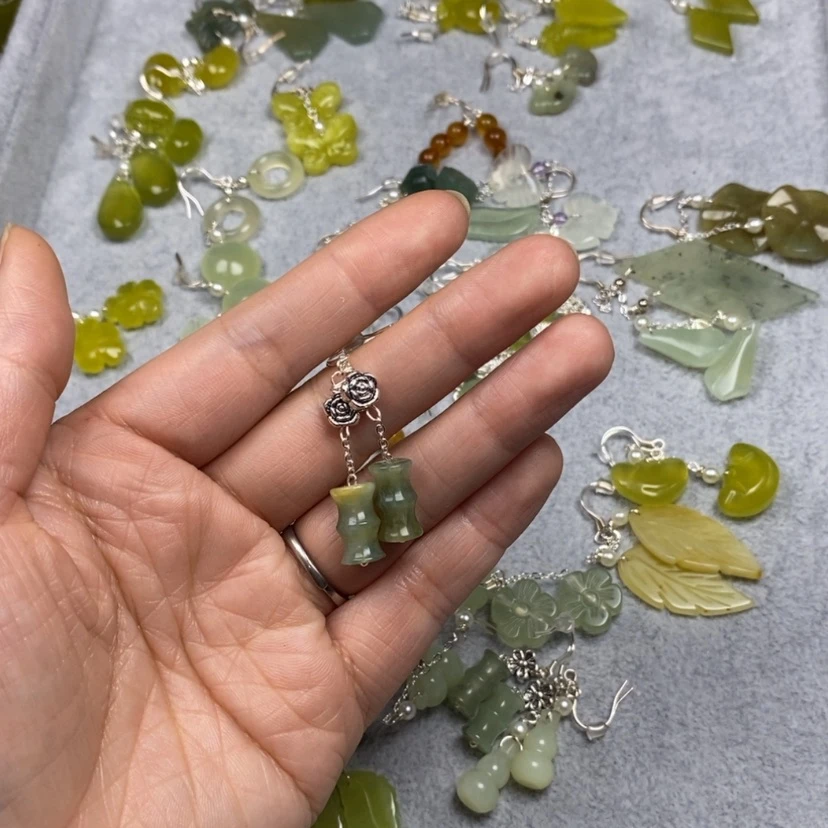 【闪购商品】蛇纹石玉挂件耳饰耳环项链未镶嵌