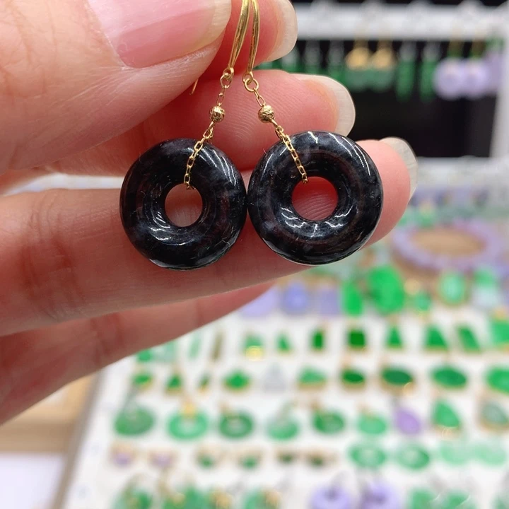 翡翠18K金镶嵌耳饰