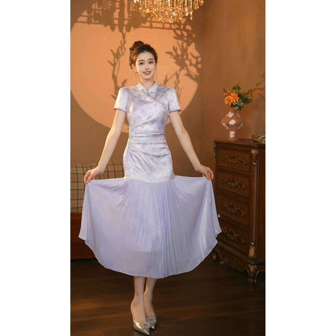 清清定制-1386（紫色风铃）连衣裙P146