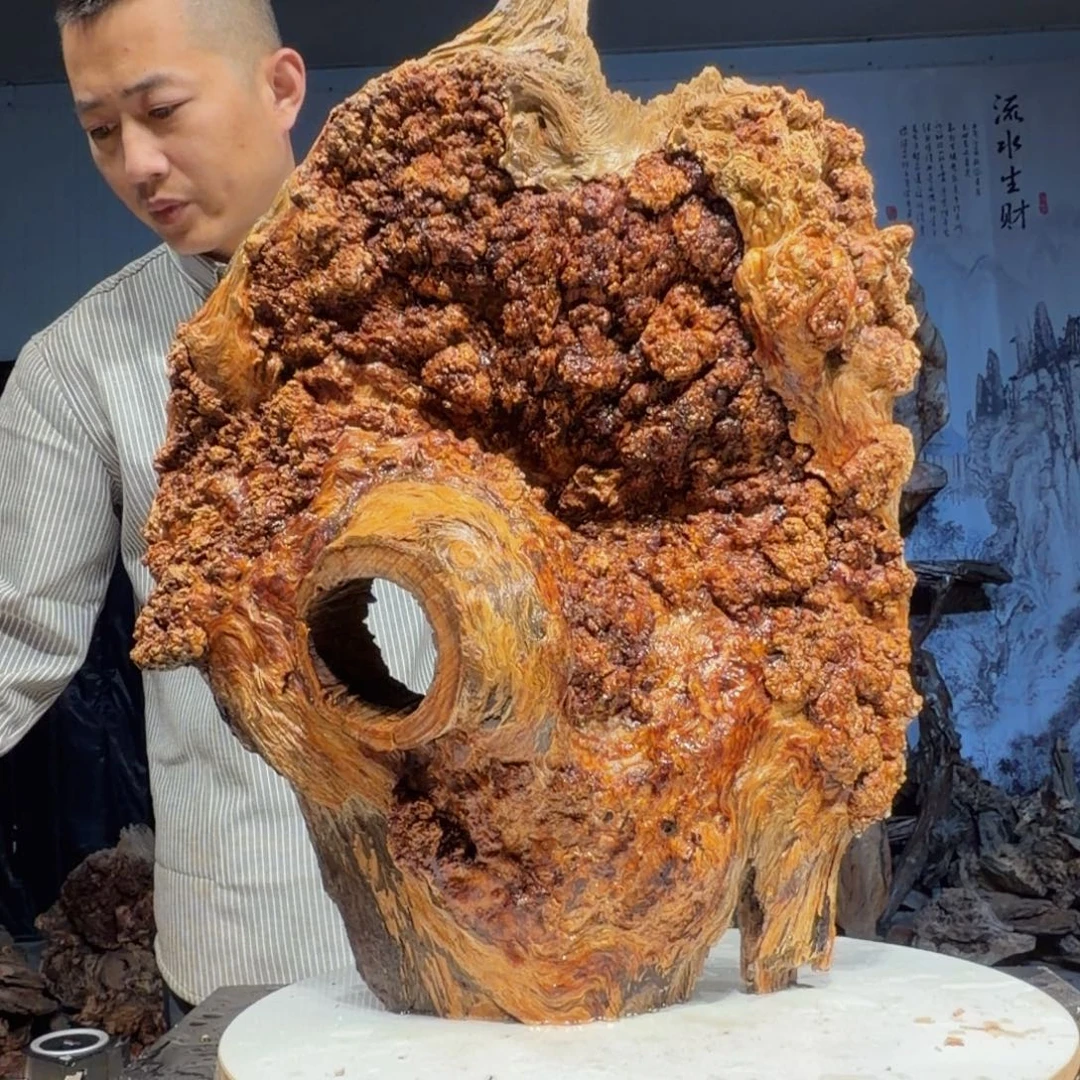 靓***)木三丰琥珀木 天然摆件16