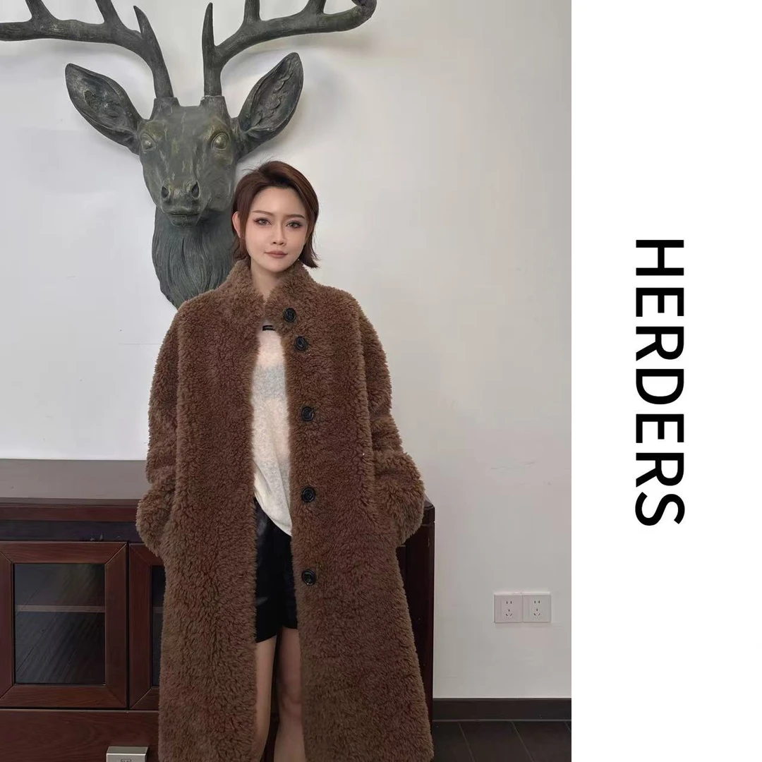 HERDERS 长款立领设计师款INS风皮草外套 255917