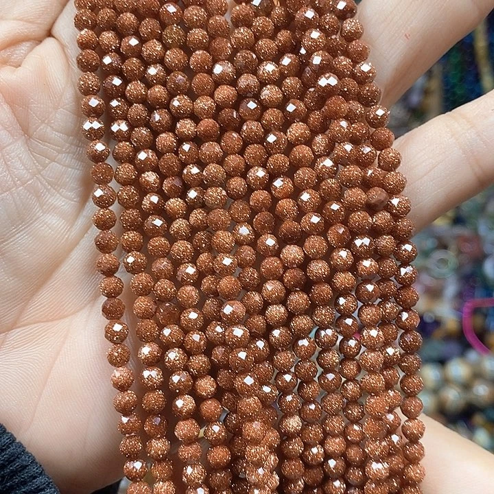 玛瑙/玉髓未镶嵌珠宝半成品金沙切面卡4mm(2条）