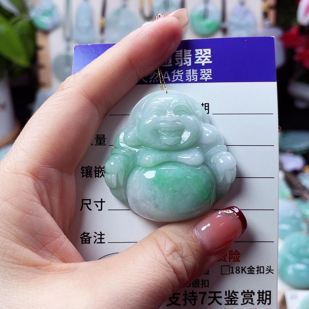 翡翠未镶嵌颈饰佛公35