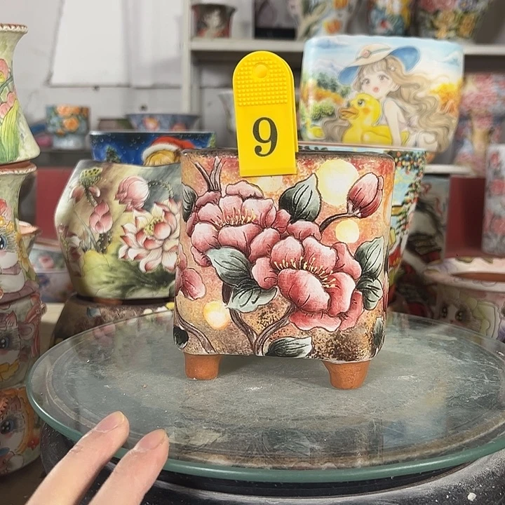 满38包邮 景德镇手绘花盆性价比超高