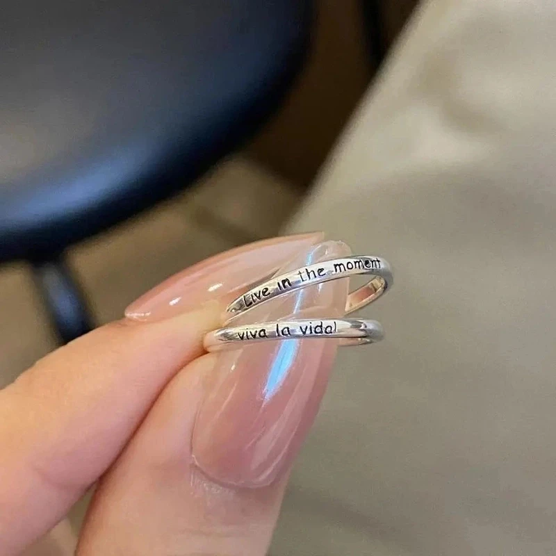 合金戒指 viva la vida!人生万岁字母活在当下英文尾戒小拇指戒2
