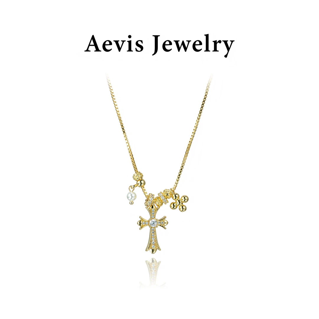 铜合金项链 AevisJewelry设计师款古法十字架项链-4001