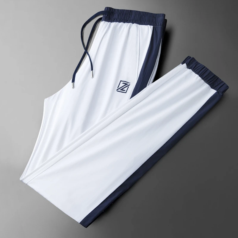 冰丝不闷热透气冲锋休闲裤男士速干夏季薄款百搭撞色运动束脚裤男