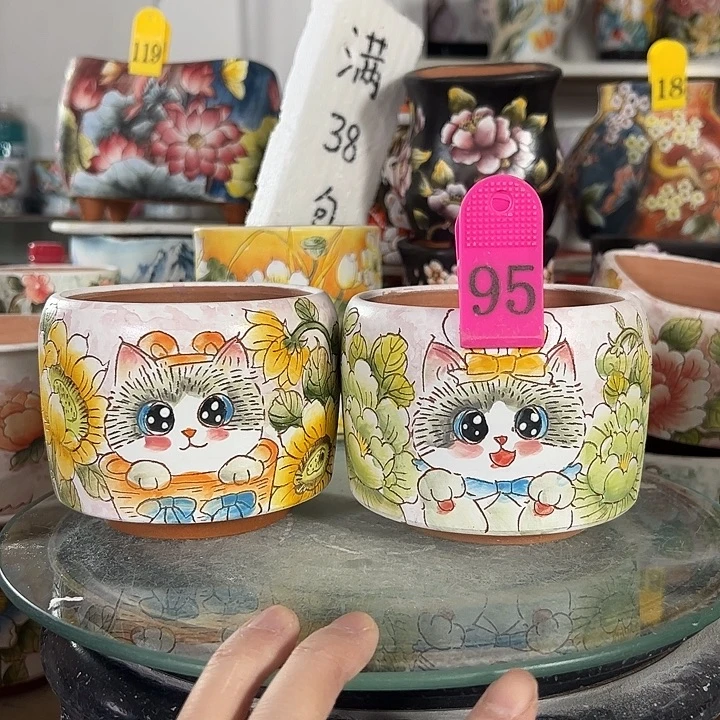 满38包邮 景德镇幸运花盆