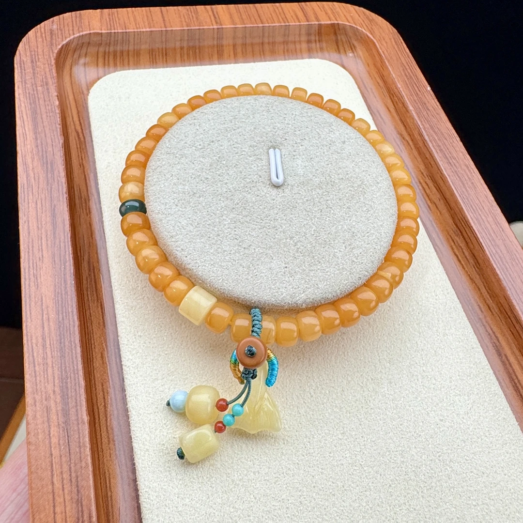 老花蜡蜜蜡精工老型珠5mm一物一证天然原矿保真