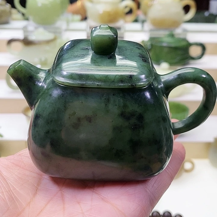 和田玉未镶嵌挂件茶壶150m l