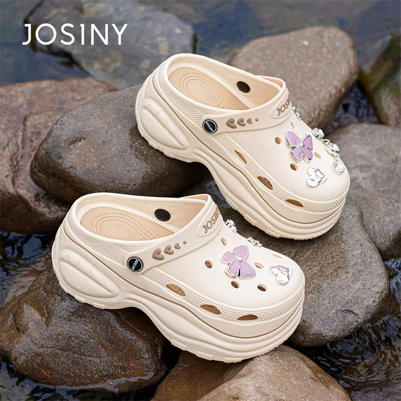 卓诗尼洞洞鞋女款2025新款夏季外穿夏天软底踩屎感增高超火凉拖鞋