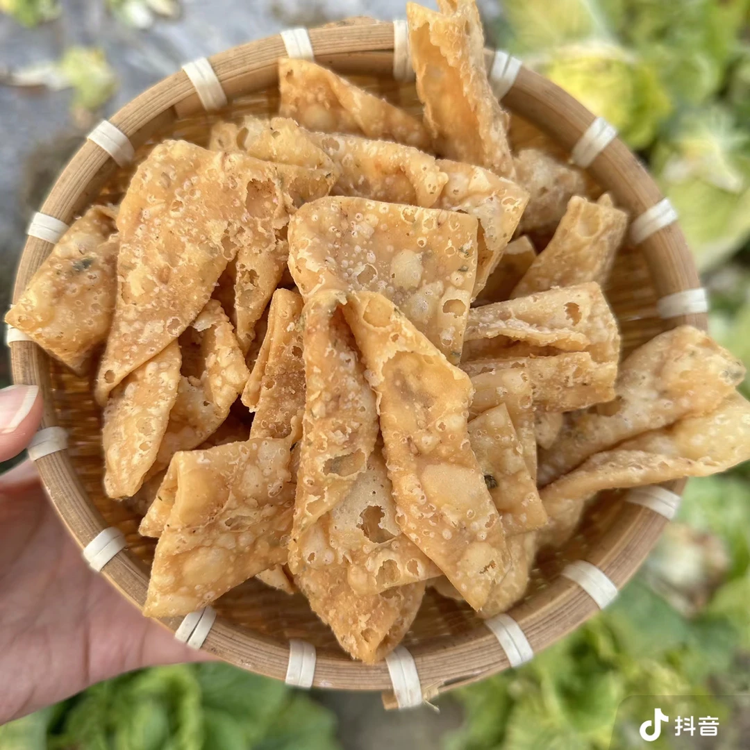 农家手工翻饺子麻叶子湖北手工葱香咸味翻饺子炸果子