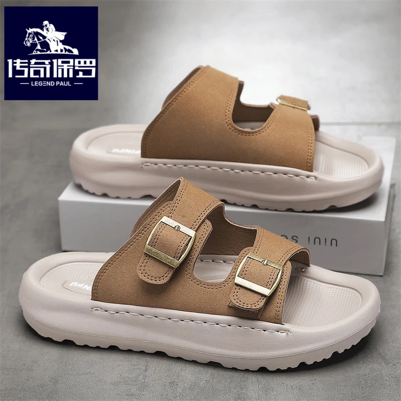 传奇保罗正版一字拖男夏季外穿海边沙滩凉拖男士户外运动勃肯拖鞋