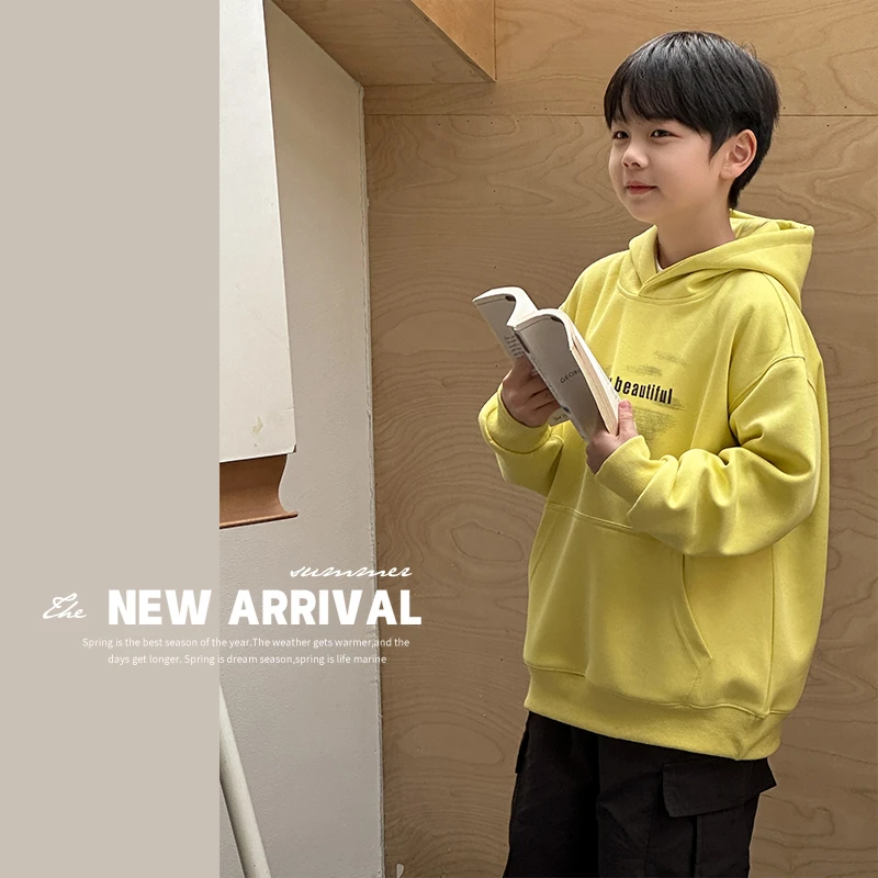 【现货】男童卫衣春秋韩版潮中大童长袖上衣2025新款儿童连帽外套