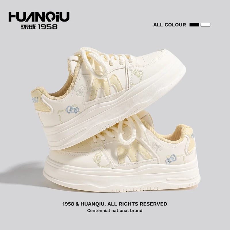 环球爆款萌趣卡通厚底小白鞋女可爱风增高休闲鞋潮流时尚百搭板鞋