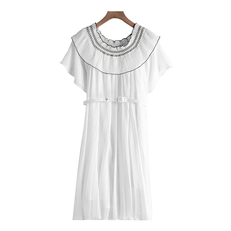 飘系列 A11-5-1-3-PL5321一字肩法式宽松荷叶边连衣裙