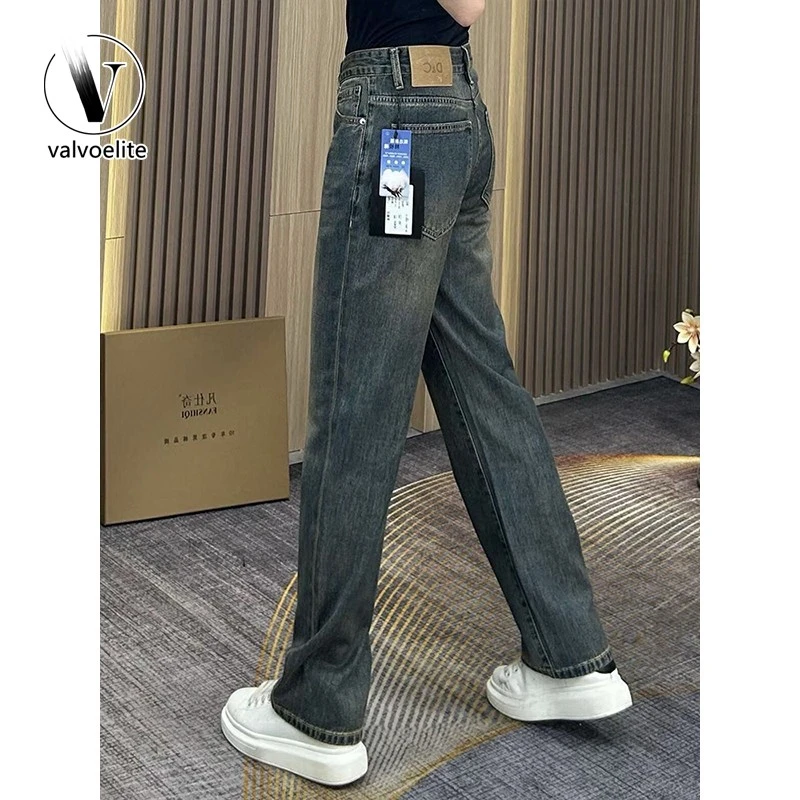 VALVOELITE美式牛仔裤男秋季新款直筒弹力休闲裤百搭宽松阔腿裤