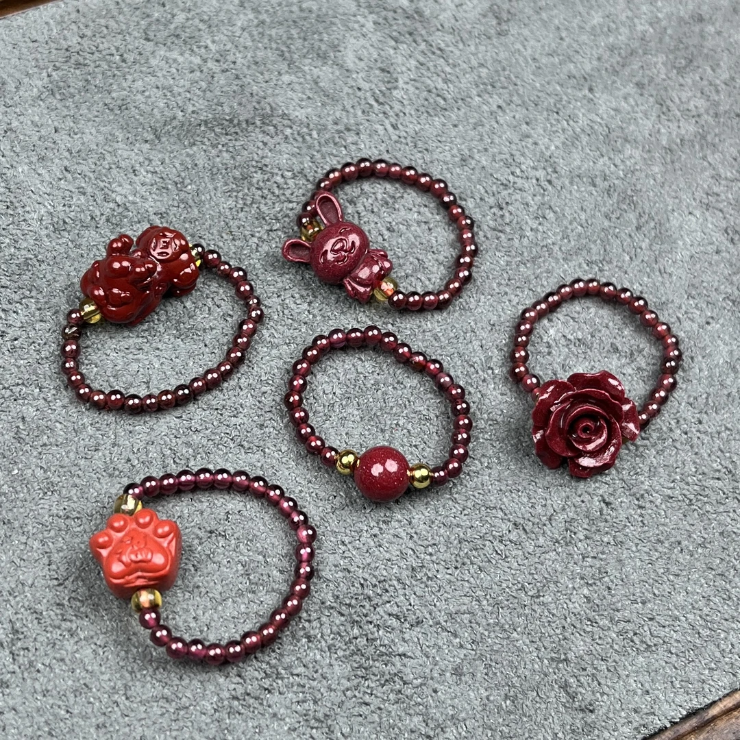 含辰砂工艺品高含量朱砂设计款戒指