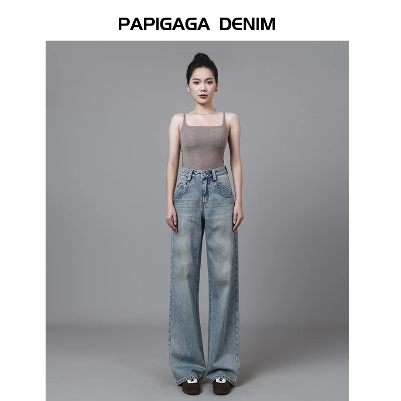 【初秋】松弛感/废土风阔腿牛仔裤女高腰宽松显瘦直筒拖地裤11593