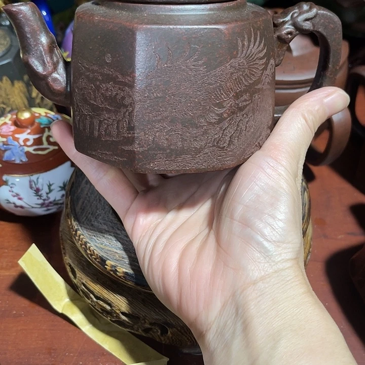 段泥茶壶原矿泥料手工制作的一把紫砂壶