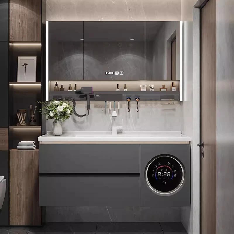 【送洗衣机】浴室柜陶瓷一体盆卫生间洗手盆柜组合洗脸池柜洗漱台