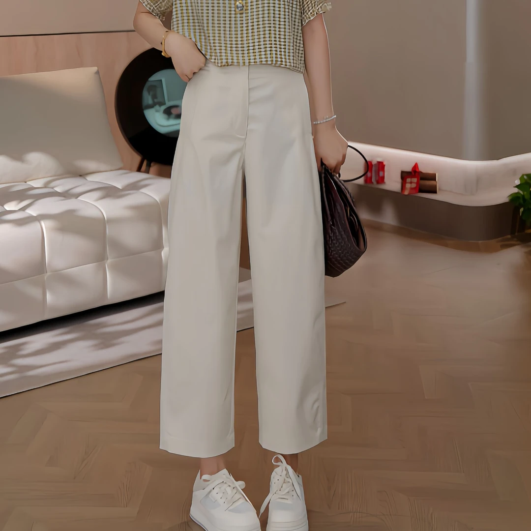 豆豆3【立体剪裁天丝裤】 莱赛尔夏季弯刀直筒休闲裤女-DK311109-1