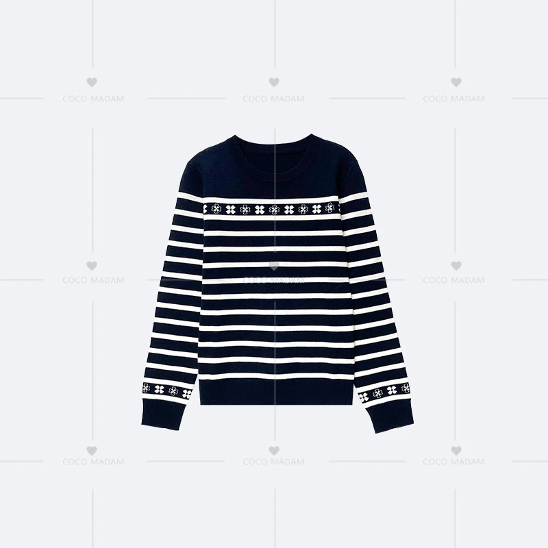 NIUNIU · Niu-491 100美丽诺羊毛时尚百搭条纹圆领毛衣