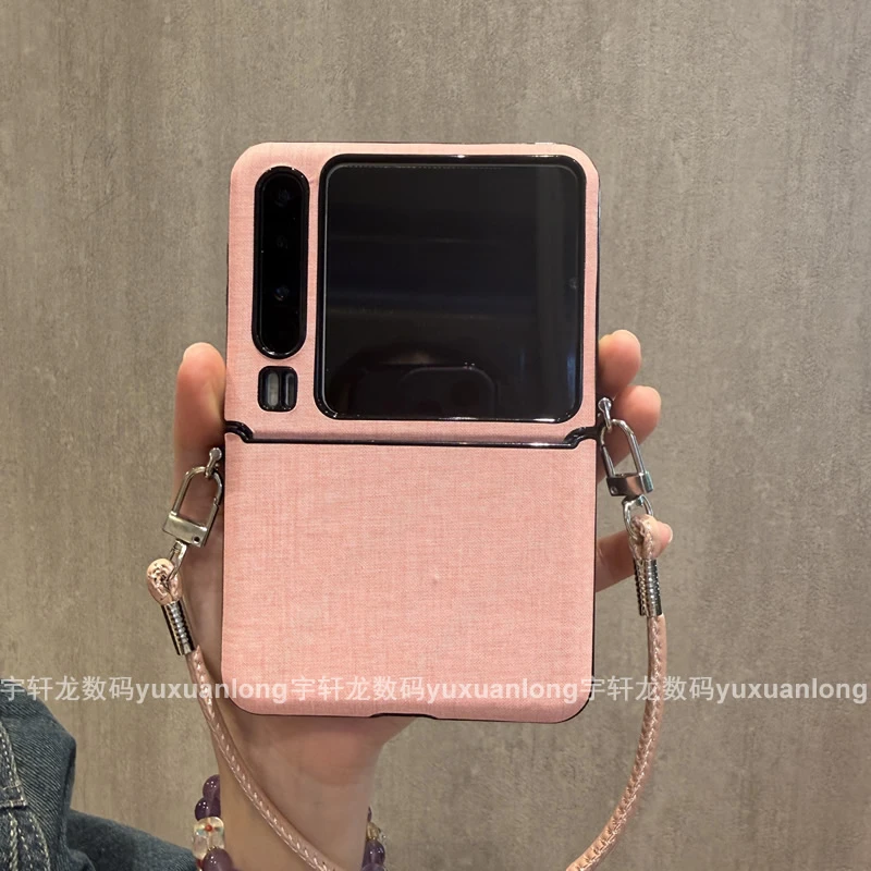 少女粉布艺适用华为puraX手机壳Pocket2折叠屏小米mixflip2荣耀2