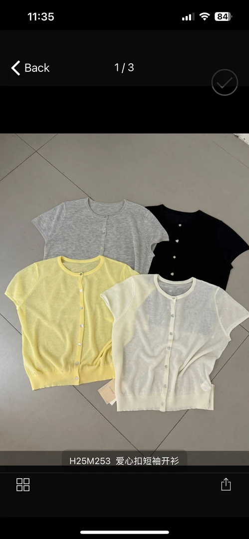 sanderswo（253#）爱心扣短袖开衫