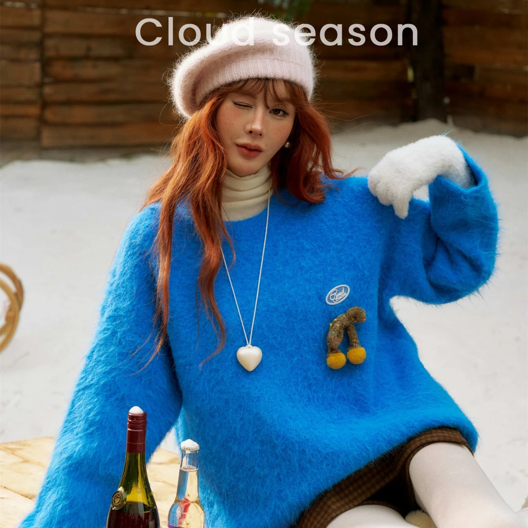 Cloud season雪见毛绒毛衣针织时尚百搭宽松加厚圆领秋冬套头外穿