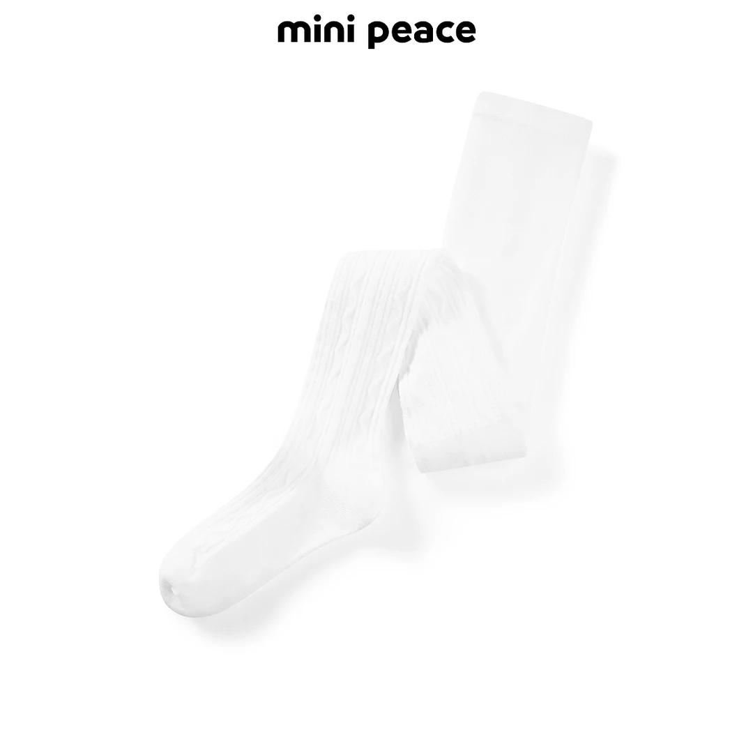 【专柜同款】MINIPEACE太平鸟童装女童纯色花纹连裤袜白色春秋