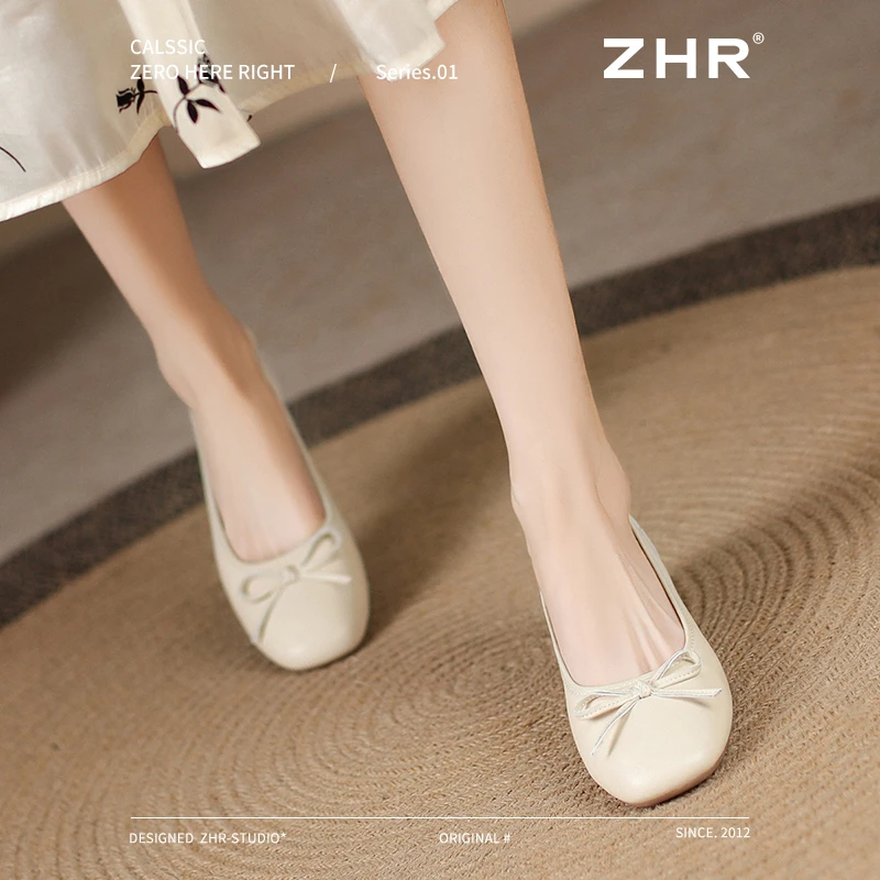 ZHR/则则浅口单鞋女2025新款牛皮百搭ins小皮鞋网红爆款玛丽珍鞋